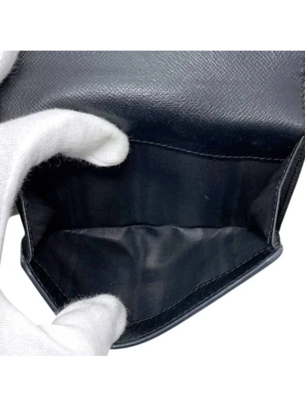 Celine Bifold Hook Wallet Gray Black Saluki Double Leather Simple